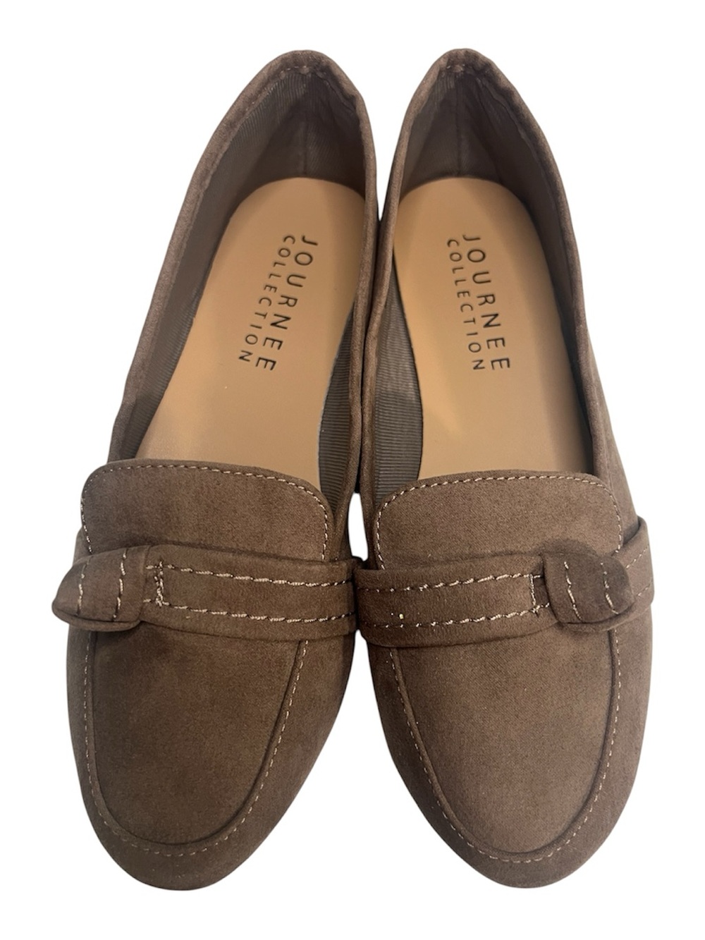 Journee Collection Women’s Taupe Suede Slip-On Loafers Sise 6.5